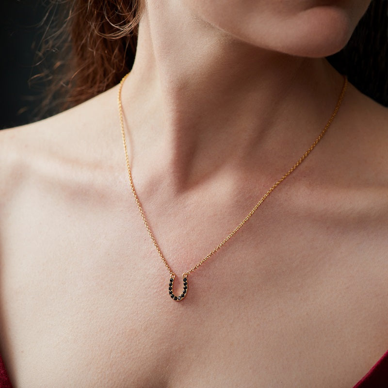 U Shaped Onyx Necklace