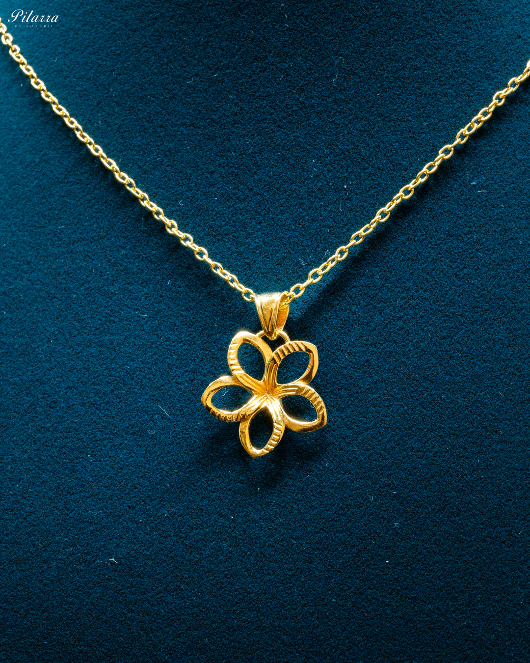 Gold Plated Silver Flower Pendant