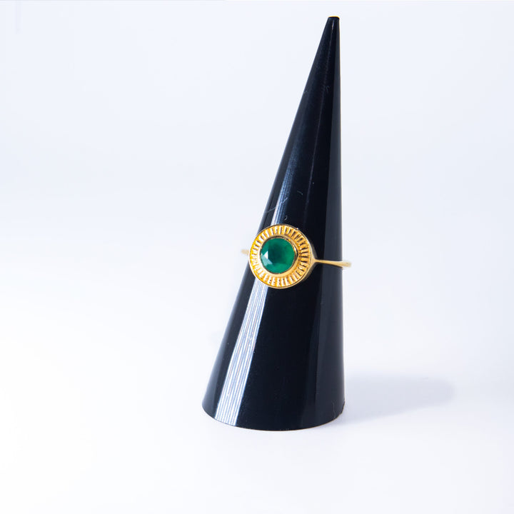 Gold Small Green Stone Ring