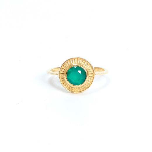 Gold Small Green Stone Ring