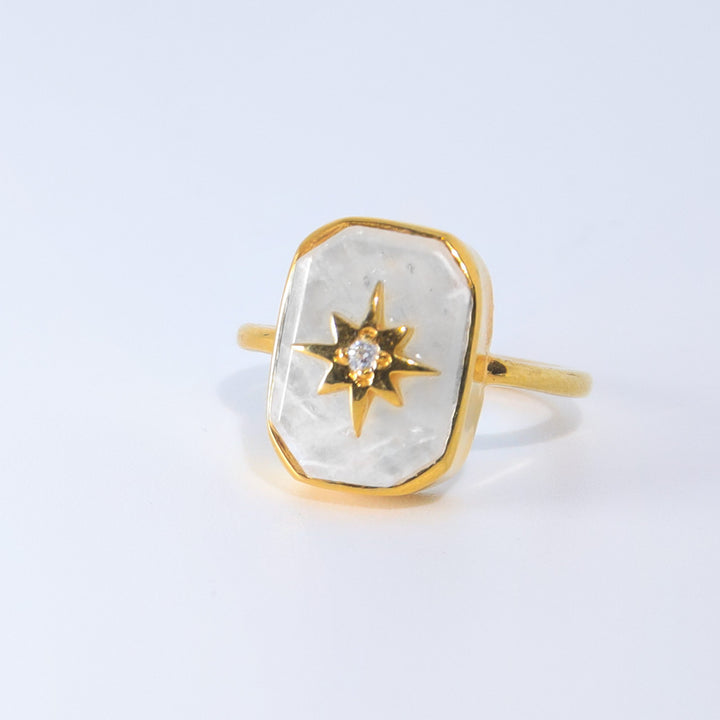 Gold White Stone Ring