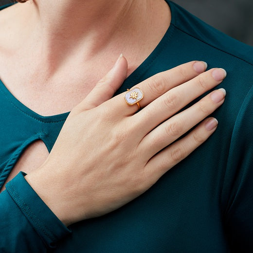 Gold White Stone Ring